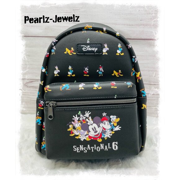 Not Loungefly Disney The Sensational Six Mickey Mouse Black Mini Backpack NWT main image 2
